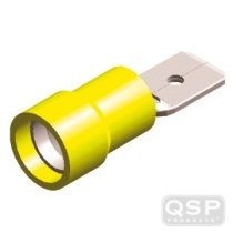 Kabelskor ''Flat'' Isolerade - 6,3mm - Gul (5st) QSP Products